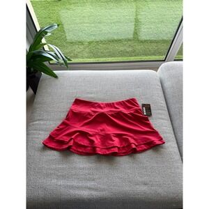 Bolle Womens Red Ruffle Tennis Skort High Performance Athletic Skirt L NEW